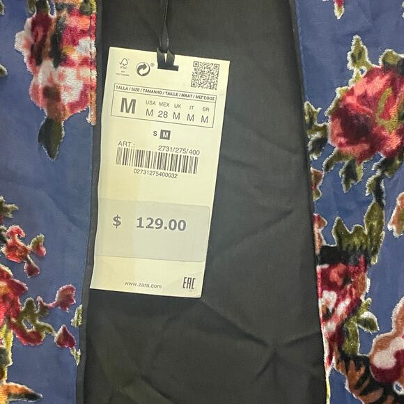 NWT Zara Floral Velvet Burnout Kimono - Women Size M - Multicolored - Picture 5 of 9